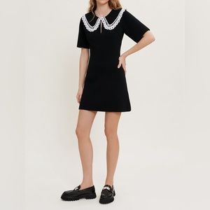 Maje Rimandal Knit Lace Collar Mini Dress